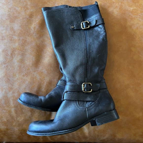Naturalizer Black ‘JORDIE’ Leather Riding Boots [Wide Calf] - Picture 2 of 11